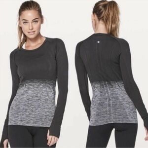LULULEMON Swiftly Tech Long Sleeve Top in Gray and Black
